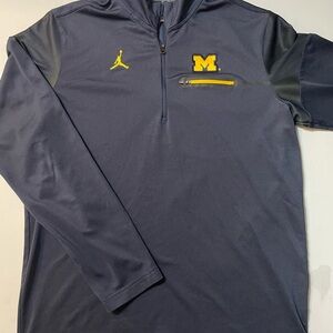 Jordan Michigan Wolverines Quarter Zip Pullover Navy Blue Men’s Medium Dri Fit